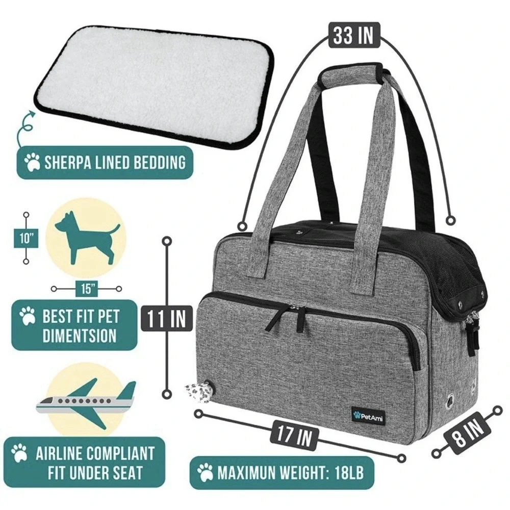 Pet Dog Cat Carrier Bag Soft Sided Comfort Travel Tote Case Airline Approved US